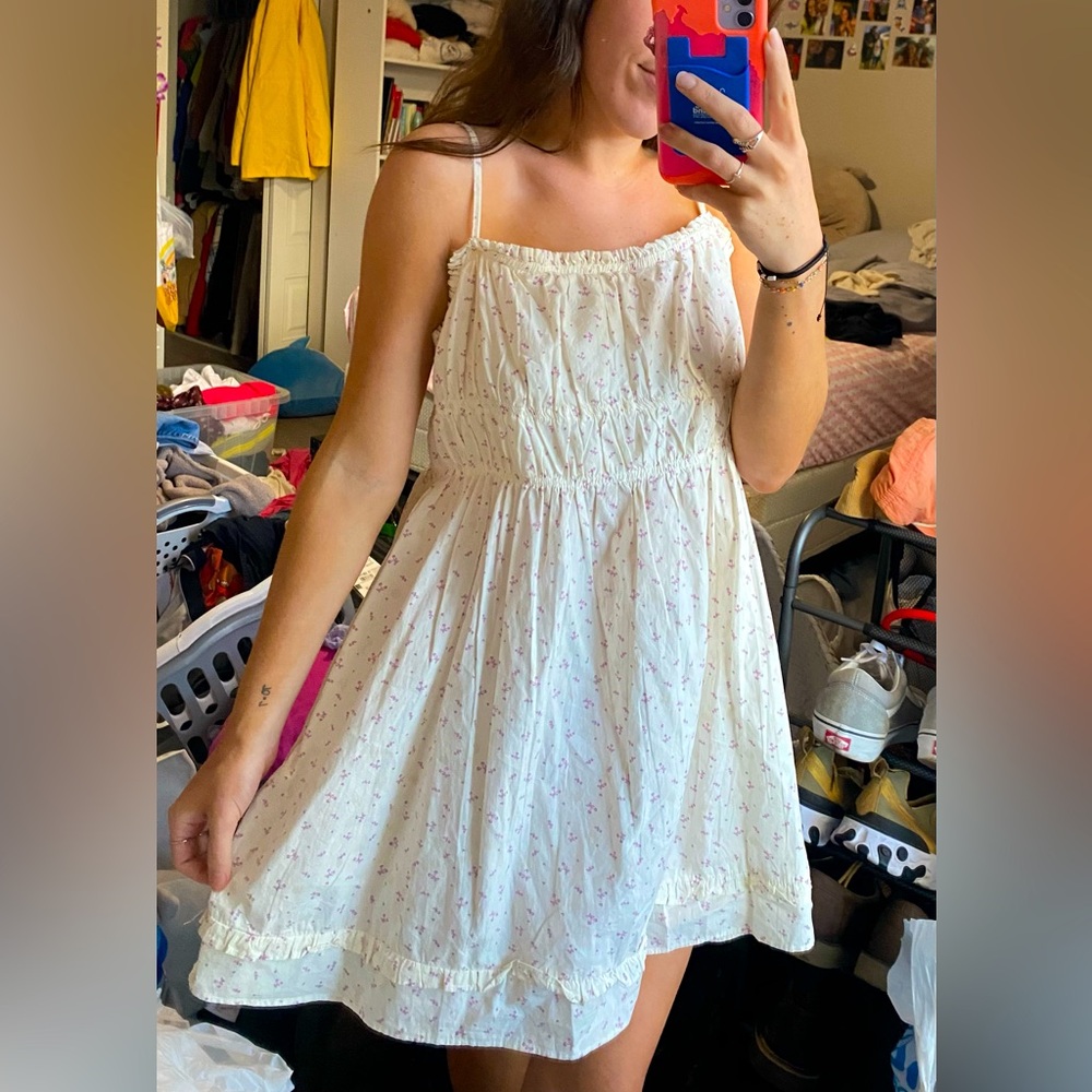 NWOT Free People Gabby Smocked Cherry Babydoll Mini Dress